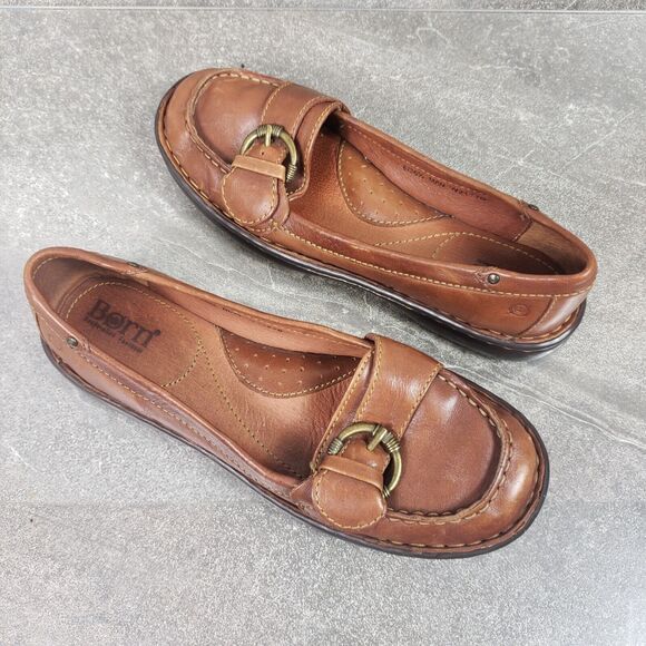 BORN Mindy Leather Buckle Moc Loafer Women's Size 6 / 36.5 Flat Shoes - Picture 2 of 11